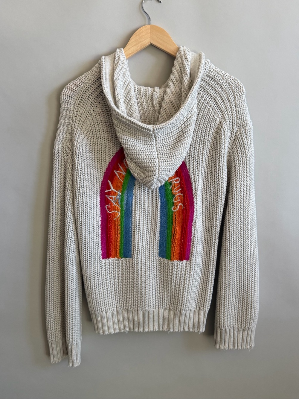 ZADIG & VOLTAIRE Anya Rainbow Zip Hoodie Ecru M - Picture 4 of 13